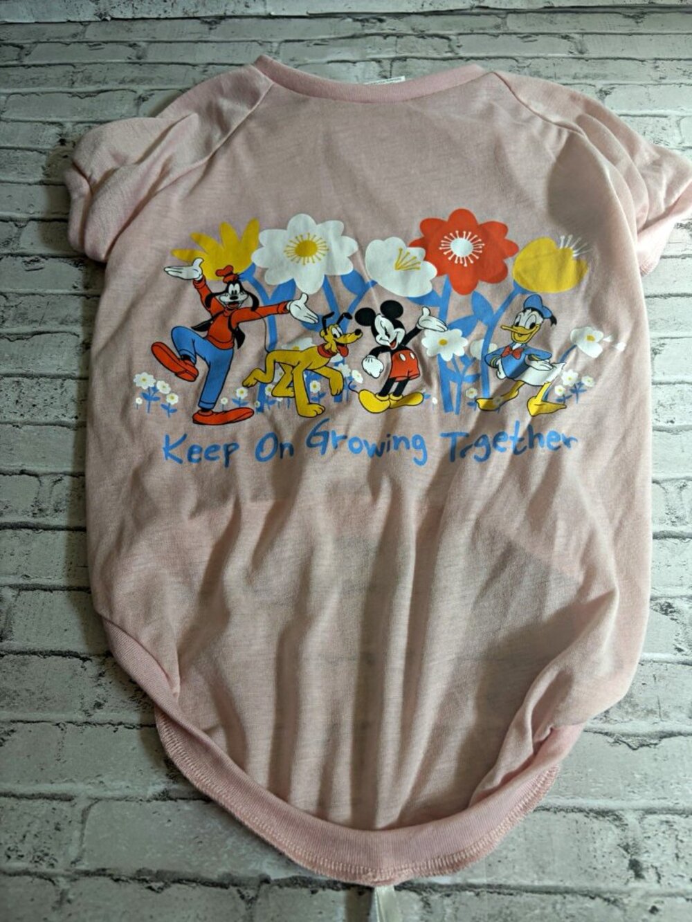 Disney Mickey Mouse & Friends “Keep On Growing Together” Pink Dog Shirt L